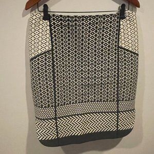 J.Crew Printed Pencil Skirt, Black/White, Size 10P